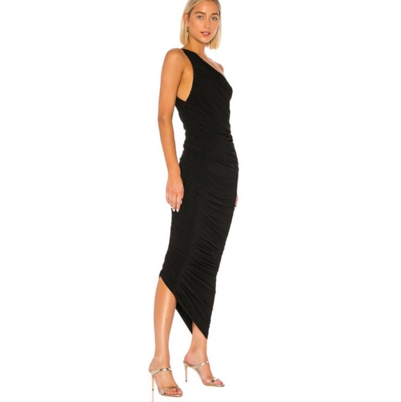 REVOLVE - Norma Kamali | Black Diana One Shoulder Asymmetrical Gown Maxi Dress - Picture 12 of 12